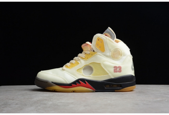 Off-White Air Jordan 5 Sail Fire Red DH8565-100 Off-White Air Jordan 5 Sail Fire Red DH8565-100